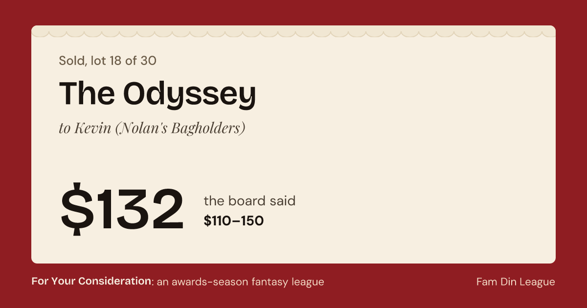 Sold, lot 18 of 30: The Odyssey to Kevin for $132